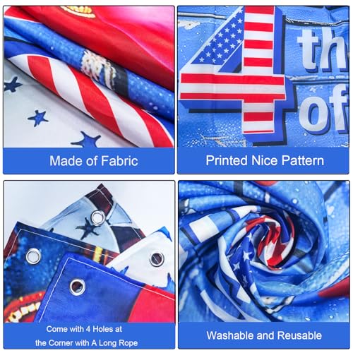 Image of 4th of July Banner Outdoor Patriotic Memorial Day Independence Day Banner Independence Day Flag 4th of July Flag Day Yard Sign Bunting Background for Photography 4th of July Party Supplies 71x43 inch