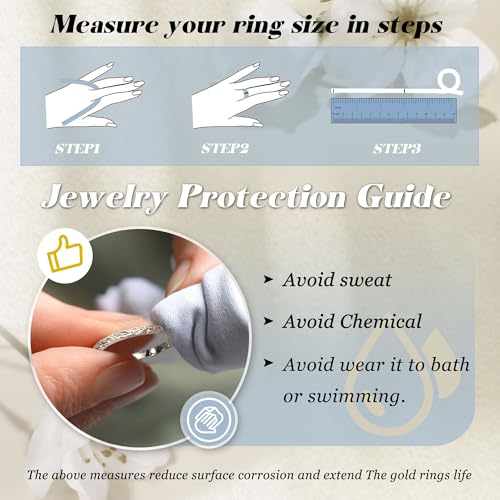 Image of Fansilver Stackable Chunky Gold Rings for Women Non Tarnish Dainty 14K Gold Plated Stacking Thumb Rings Set Trendy Gold Wedding Band Ring Size 5-11