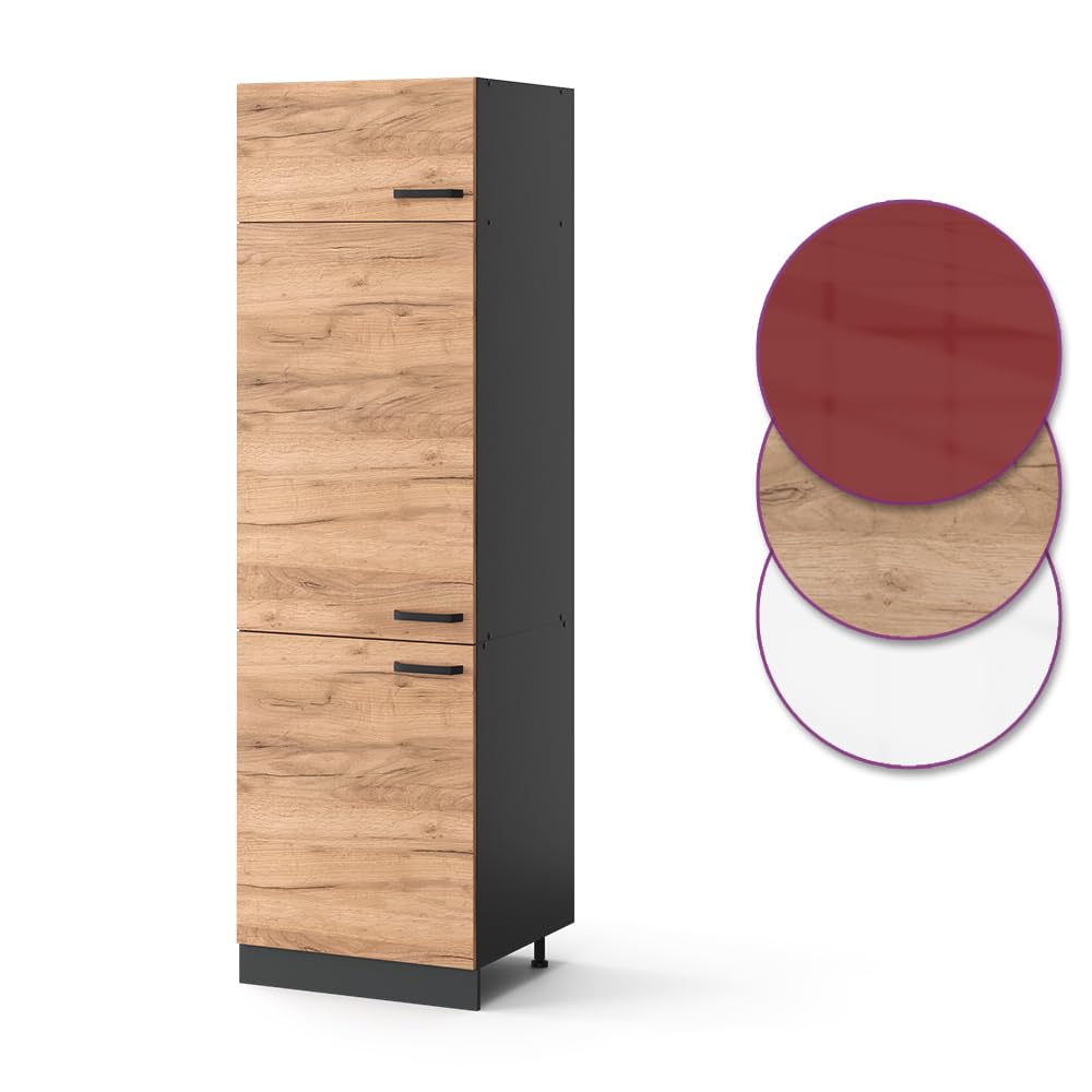 Vicco Armario para frigorífico Empotrado R-Line, Roble Dorado, 60 cm, para combinación Libre Dentro de Sistemas de Cocina modulares