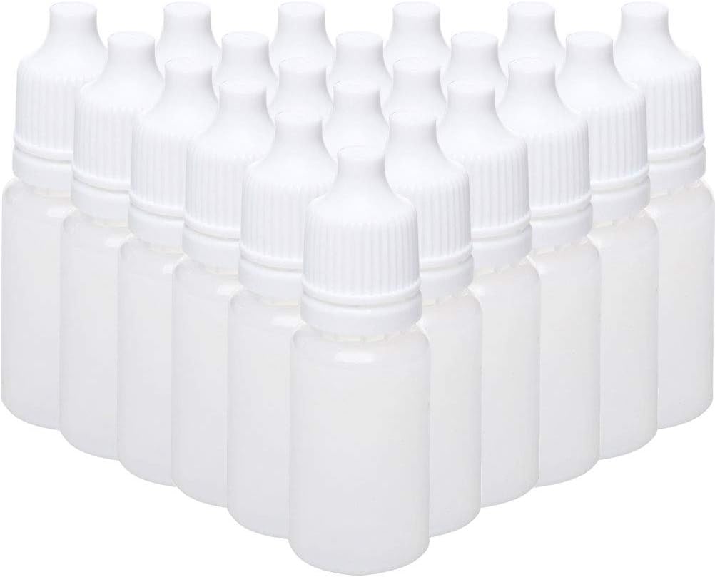kuou 100 Pcs 10ml Squeezable Dropper Bottles, White Translucent Plastic Eye Liquid Empty Dropper