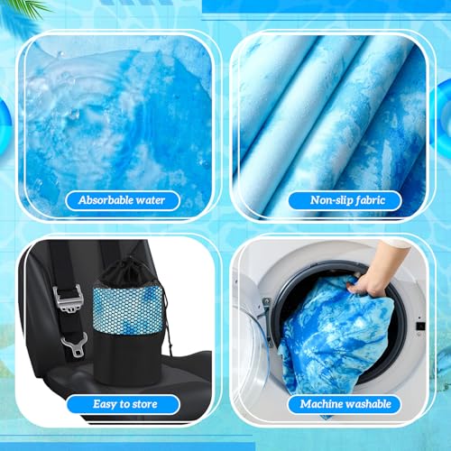 Image of Hahafelt 1 Pack Car Seat Towel Cover with Storage Bag, Blue Tie Dye Style