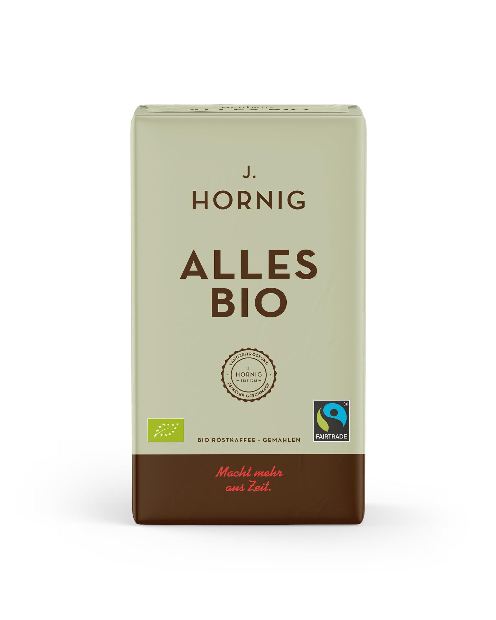 J. Hornig Kaffee gemahlen Bio & Fairtrade, Alles Bio, 500g, Arabica & Robusta, kräftiger Bio-Kaffee mit Noten von Kakao & Malz, für Filterkaffee, Espressokocher & French Press, Stärke 4/5