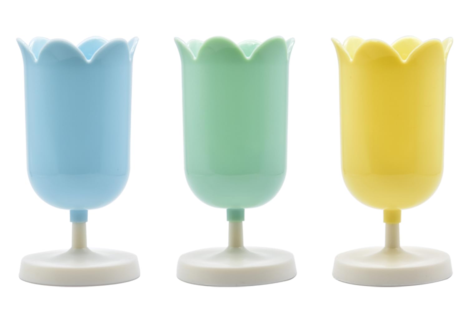 Ranvi 3PCS Flower Pen Holder Makeup Brush Holders for Girls Kids Women Desk Organizer Storage Gift(Blue,Yellow,Green)