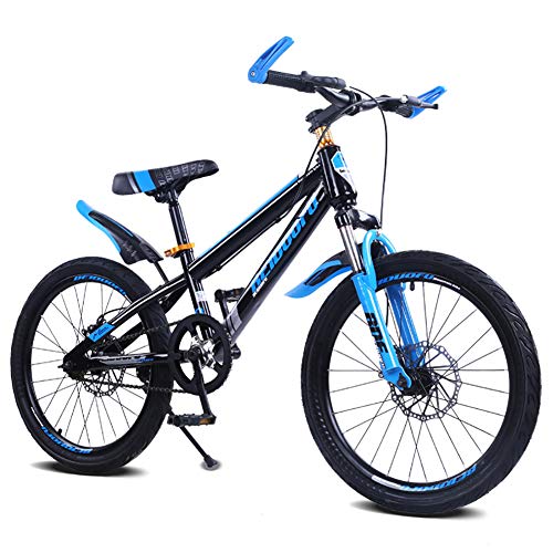 TOPYL 18 Pulgadas Freno De Disco Doble Shock Absorpicn Bicicleta De Suspensión,Bicicleta De Suspensión para Estudiante,Bicicleta Bicicleta De Montaña para Niños Negro Y Azul 18