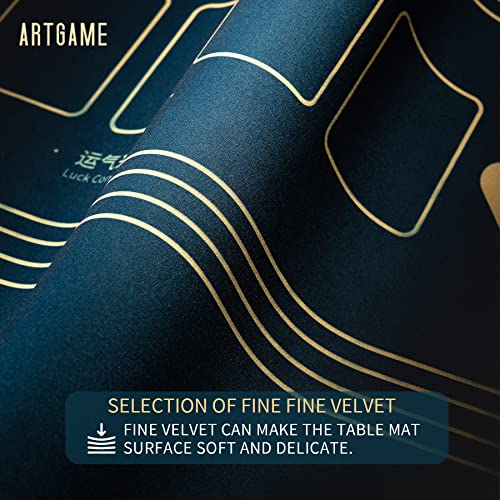 Artgame Texas Hold'em Poker Mat | Portable Poker Table Top, 70 X 35 Inch, Water Repellent, Noise Reduction, Family Entertainment, Casino,Blue #TOP2