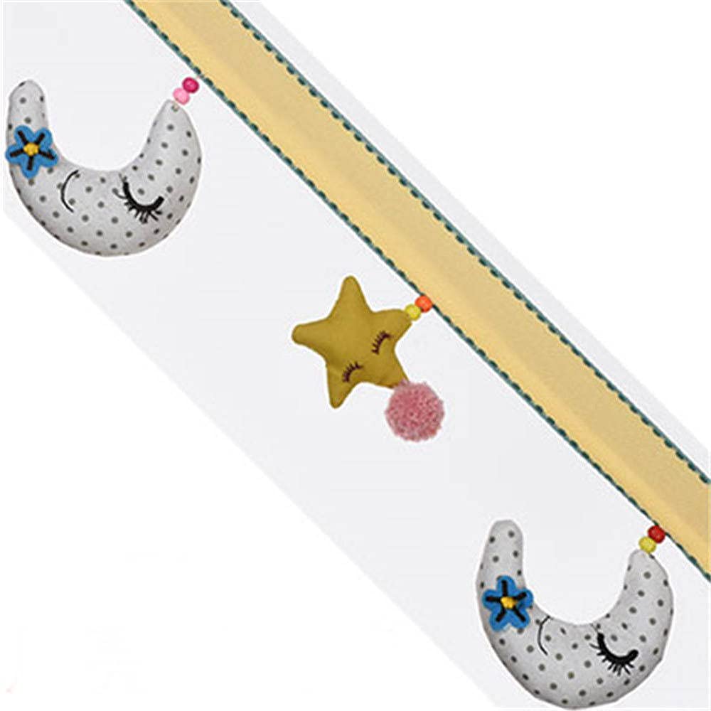 Frange en dentelle à suspendre avec pompons en forme de lune - Ruban tressé pour couture à la main - Décoration de chambre d'enfant - 3 mètres (#B)