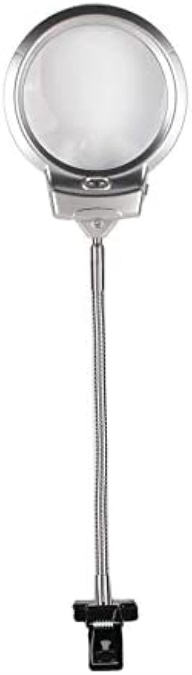 Lupa de sobremesa con Clip para Escritorio, Lupa iluminada, Lupa de Lectura, Manguera de Metal, lámpara con luz LED, Lupa de sobremesa con Abrazadera, Color Plateado
