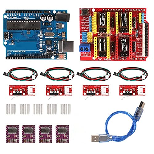 Lysee 3D Printer Parts & Accessories - Aokin 4PCS RAMPS 1.4 Mechanical Switch Endstop + CNC Shield V3.0 Jumpers DRV8825 A4988 GRBL Stepper Motor Driver Heat Sink - (Color: 3D Printer CNC Kits)