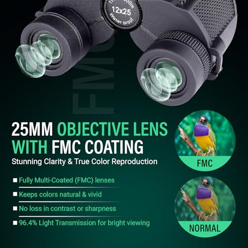 Binocular compacto 12x25 para adultos y niños miniatura 5