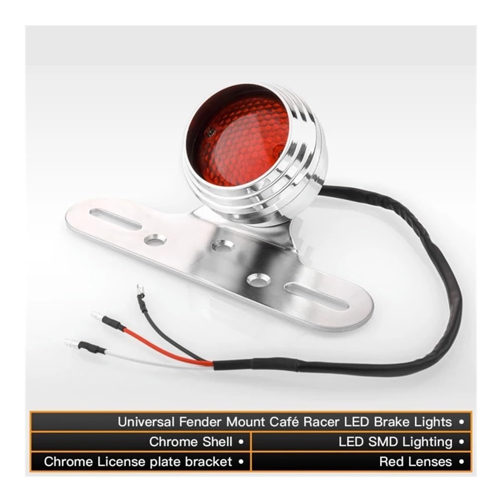 lampada stop moto Fanale Posteriore Per Moto, Luce Freno Con Supporto Targa, Luce Di Marcia Integrata, Fanale Posteriore A LED Universale Con Supporto