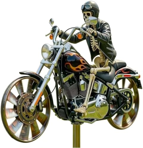 lfdhcn Garten-Windspiel aus Eisen mehrere Windmühlen-Stile mit drehbaren Rädern einzigartige Außenskulptur Geschenk für Freunde und Familie(Motorcycles)