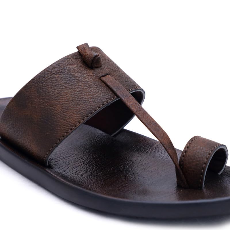 Image of Men's Synthetic Leather Slippers With PU Sole