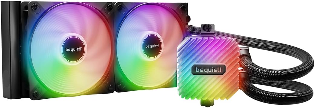 be quiet! Light Loop 240mm Black CPU Liquid Cooler for Heavily Overclocked Systems, 2X Light Wings LX 120mm PWM high-Speed ARGB Fan, Stylish ARGB Cooling Block, ARGB-PWM-Hub
