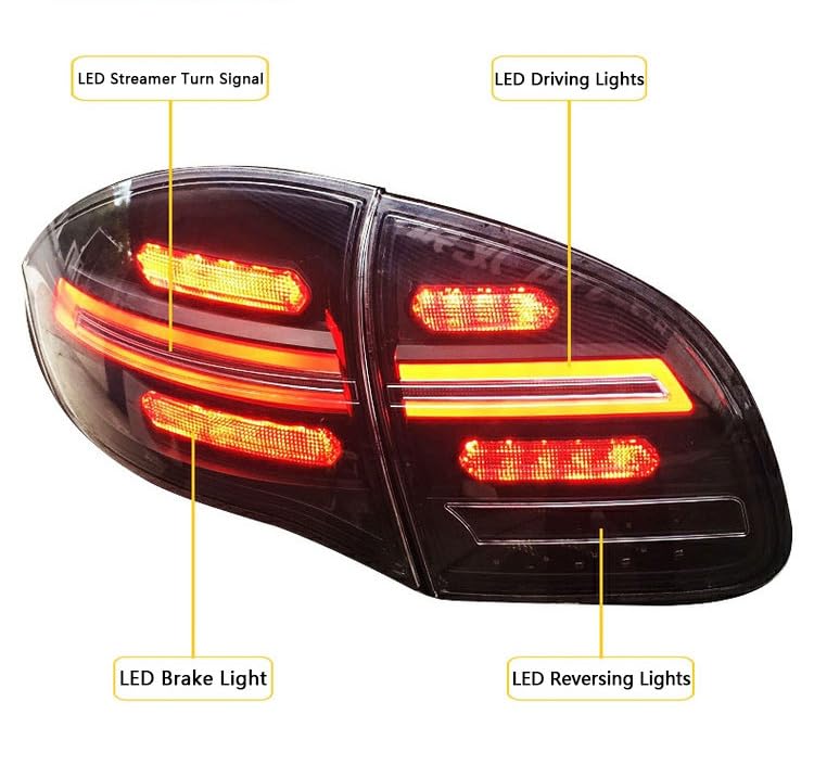 For Porsche Cayenne 958.1 LED Tail Lights 2011-2014 Upgraded New Car Taillights Plug and Play without Programming (Black)