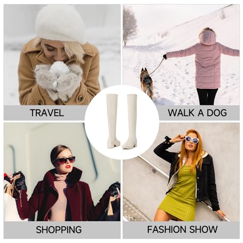 EETTARO Women's Over The Knee Boot Fashion Stretch Thigh High Boots Chunky Heel Tall Long Side Zip Boots4