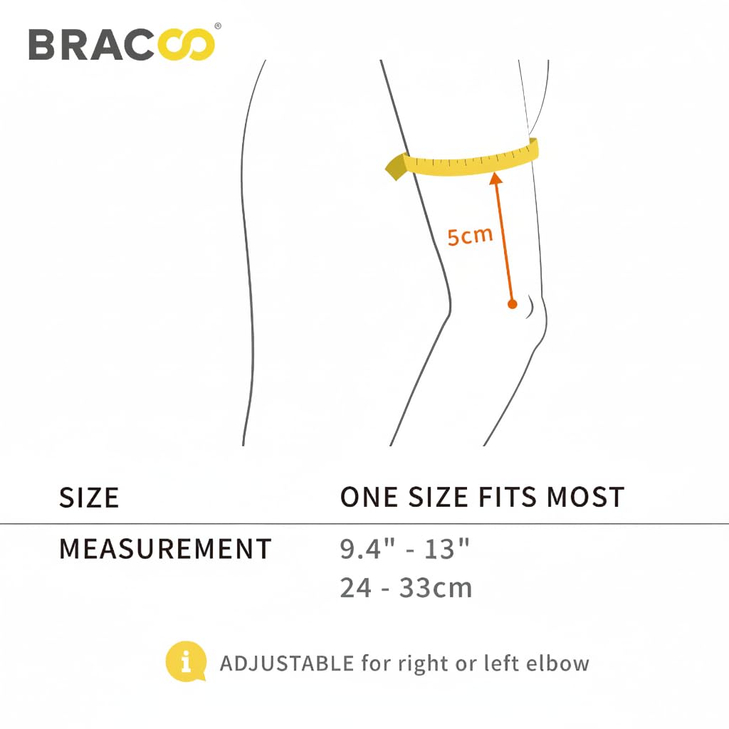 BRACOO Elbow Support Brace, Men Women, Adjustable Neoprene Support Sleeve for Tennis, Golf, Pickleball, Weightlifting, ES10 (Grey)