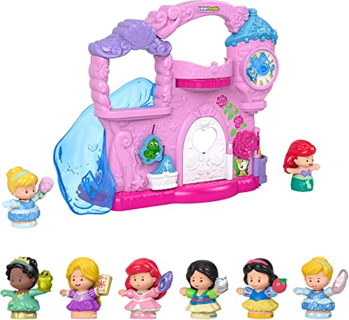 Image of Disney Princess Little People Play & Go Castle Portable Playset with Ariel & Cinderella Figures for Ages 18+ Months + 6 Character Figures For Pretend Play Ages 18+ Months [Amazon Exclusive]