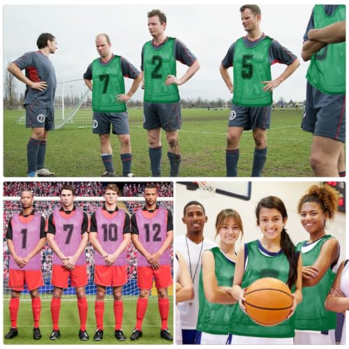 Image of Vabean 24 Pack Nylon Mesh Scrimmage Team Practice Vests Pinnies Jerseys Train Vest for Adult Sport Basketball Soccer Football