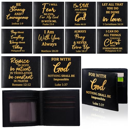 Image of Sadnyy 10 Pcs Black Christian Gifts PU Leather Wallet for Men