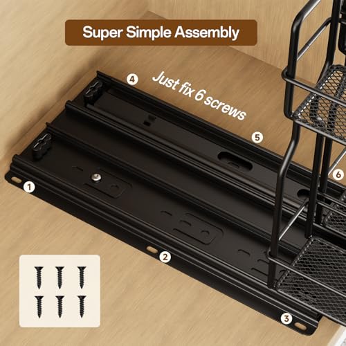 BTGGG 2 Pack Pull Out Spice Rack for Inside Cupboard 2 Tier Sliding Spice Rack Vertical Pull Out Cabinet Organiser Rack Easy to Install Metal Spice Seasoning Organiser for Kitchen Cupboard Cabinet - Image 6
