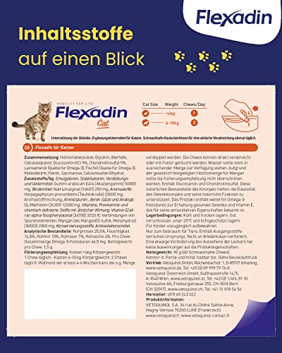 Flexadin® Cat | Für die Gelenkgesundheit von Katzen | mit Glucosamin, Chondroitin, Omega-3 & Teufelskralle– 60 Gelenkleckerli