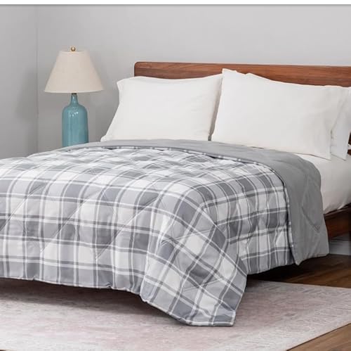 Berkshire Life Reversible Down Alternative Blanket (Gray Stripe, Queen (U.S. Standard))