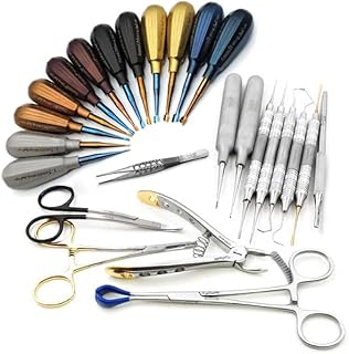 GV Dental Kit with Luxating WingAngle Left Right Stainless Steel Color Coated Set of 12