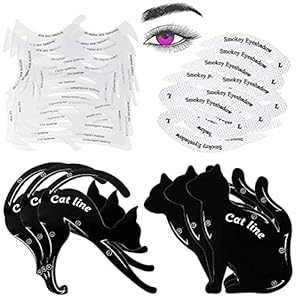 Eye Makeup Moulds Kit Includes Eyeliner Stencil Pads, Eyebrow Applicators Template Plate, Eyeshadow Stencil Stickies…