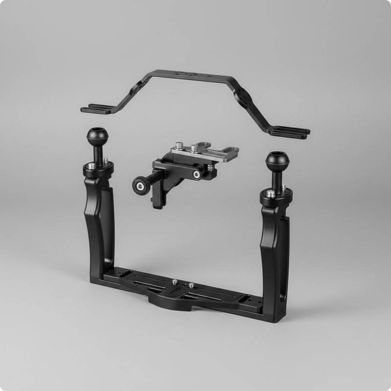 Supporto Subacqueo Fotocamera Telaio Gabbia con Impugnature Antiscivolo E Attacchi 1/4 Pollici in Lega di Alluminio per, Nero, Impugnatura A Mano Nera + Otturatore