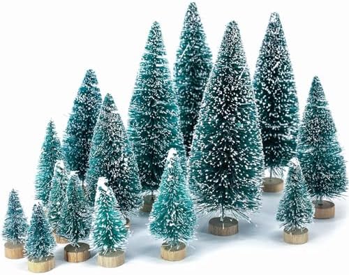 LOVEINUSA 40 Pack Mini Christmas Bottle Brush Trees, Tabletop Sno...