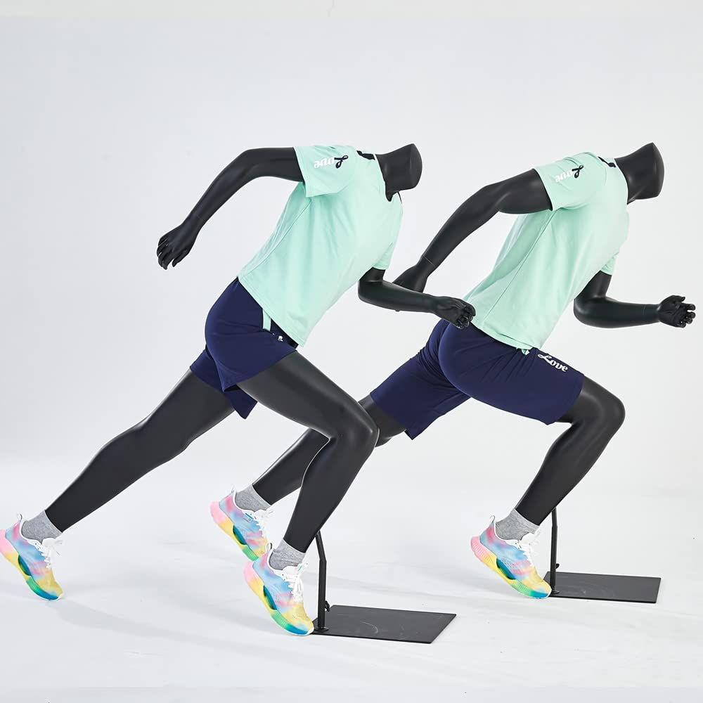 Maniquíes deportivos hombre mujer negro mate posición de bicicleta baloncesto o postura activa activa hermosa y de alta calidad (KM3+8 hombre corriendo)