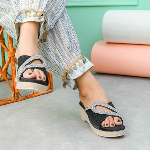 Image of Centrino Women's Wedge Heel Sandals | Stylish Slip-On Sandals for Ladies | Soft Cushioned Footbed for Comfort | Elegant & Trendy Design | Lightweight and Durable Fashion Footwear (9404)