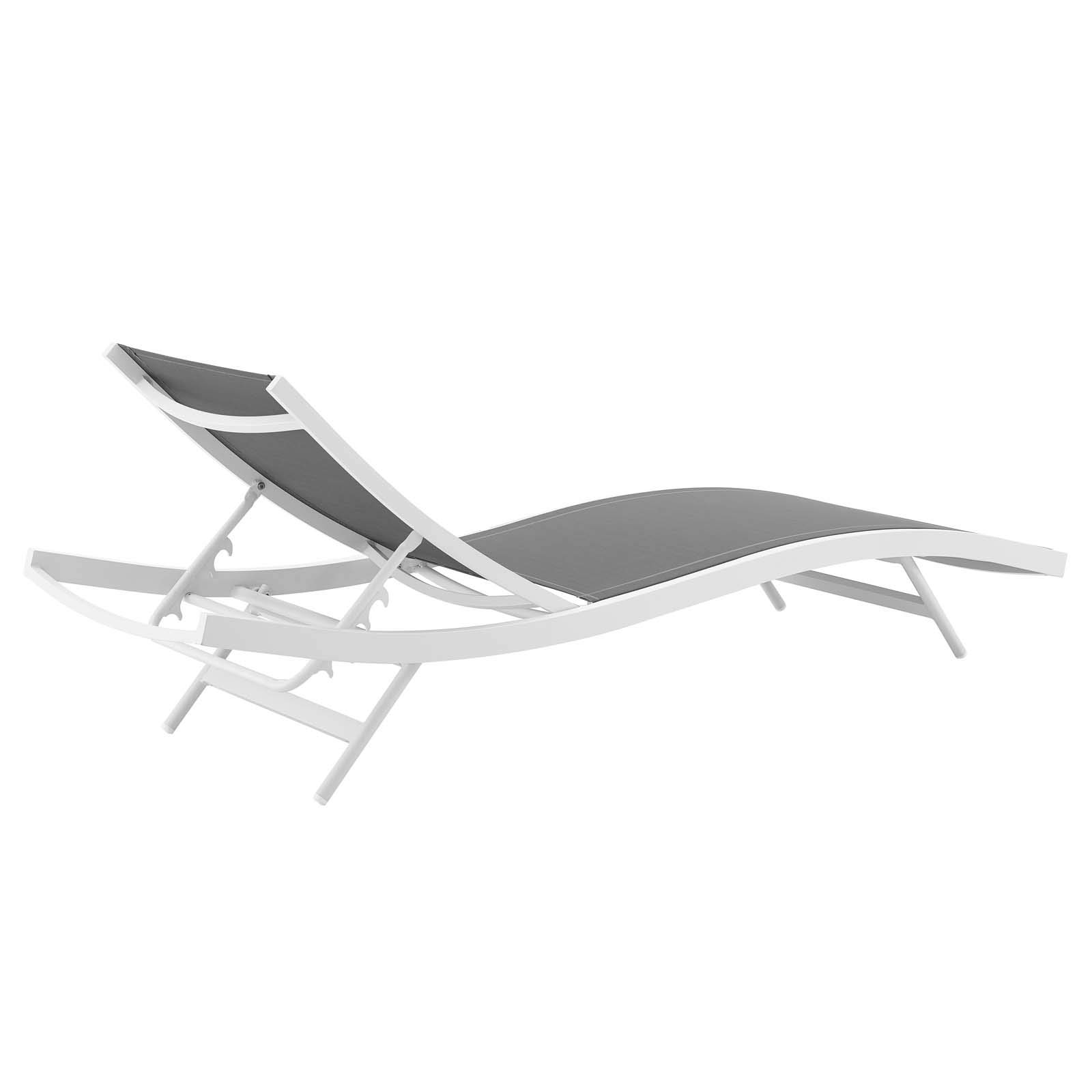 Glimpse Silla de malla de aluminio para patio al aire libre, junto a la piscina, tumbona en blanco y gris 3