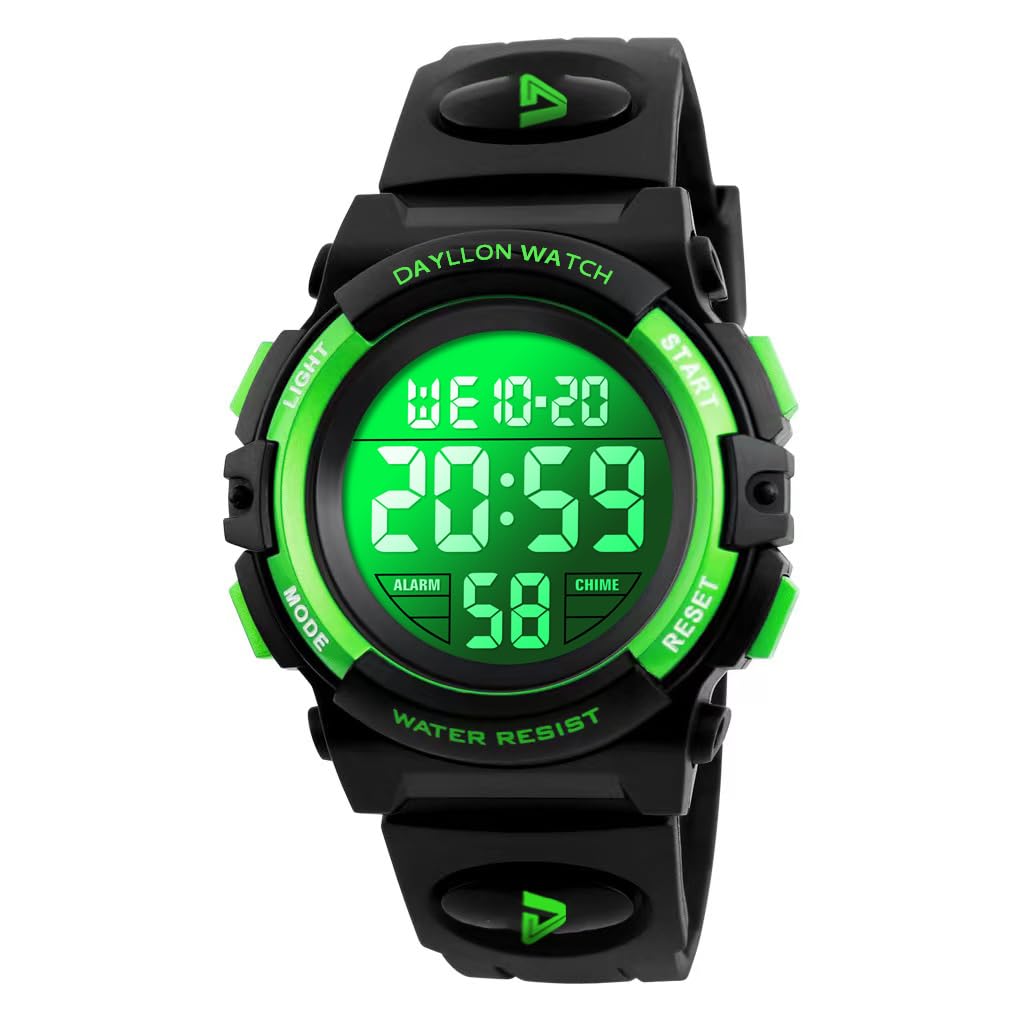 Dayllon Kids Digital Watch Boys Outdoor Sports 50M Waterproof Girls Watches Alarm Clock 12/24 H Stopwatch Calendar for Ages 3-15 Boy Girl Wristwatch Kids Gift