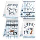 Pinata Lake House Decor for The Home, Lake Life Decor House Gifts, Summer Kitchen Dish Towels Set of 4, Decorative Kitchen Hand Towels, Housewarming Gifts for New Home