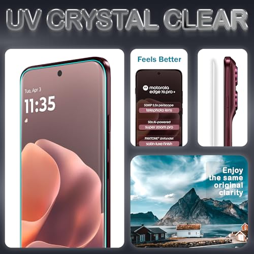 Image of FIRST MART UV Tempered Glass for Motorola Edge 70 Pro Plus - Pack of 2, 9H Full-Glue Curved Screen Protectors, HD Clear, Fingerprint Compatible, Installation Kits | Crystal Clear