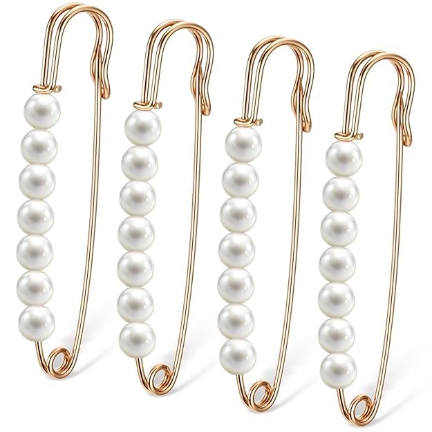 Pearl Brooch Pins for Women Decorative Safety Pins for Hijab Clothes Scarves Sweater Dresses Stylish Silver Brooch Set for Collar Sleeve Bags Wedding Accessories Big size [ 8 pic ]-image-47