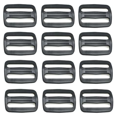 PDTXCLS sacoora 12pcs 1-1/2" Plastic Curve Tri-Glide Slider Adjustable Buckle for Bags Webbing 38mm Black … Cover