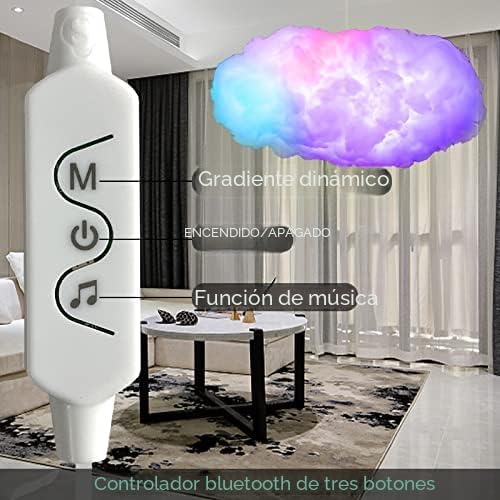 Miniatura 2 de Kit de luz de rayos de nube grande 3D, sincronización de música, blanco cálido, multicolor, tira de luces cambiantes de rayos, aplicación remota