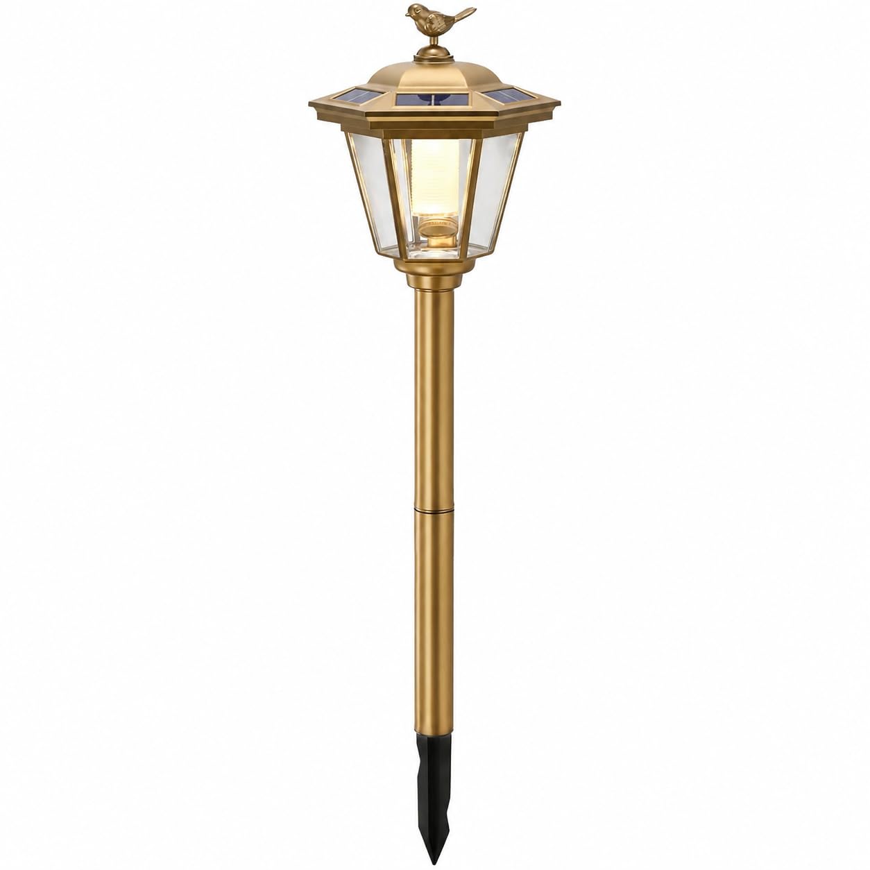 GWSOLAR Solar Garden Lights Outdoor, Bird Pattern Lantern, 20lm Warm White, 6-Sided Solar Panel, IPX4 Waterproof Path Lights for Pathway, Lawn, Yard & Patio