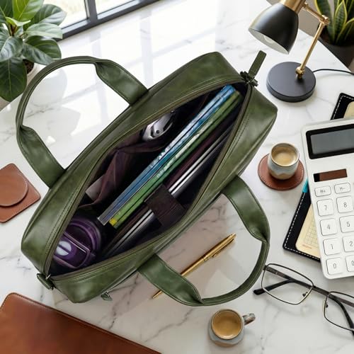 Image of VISMIINTREND Leather Laptop Office Bags for Men & Women, Fits 13 /14 /15.6 Inch Laptop, Macbook Bag Office /Travel, Laptop Messenger /Briefcase Bag | Corporate Gifts