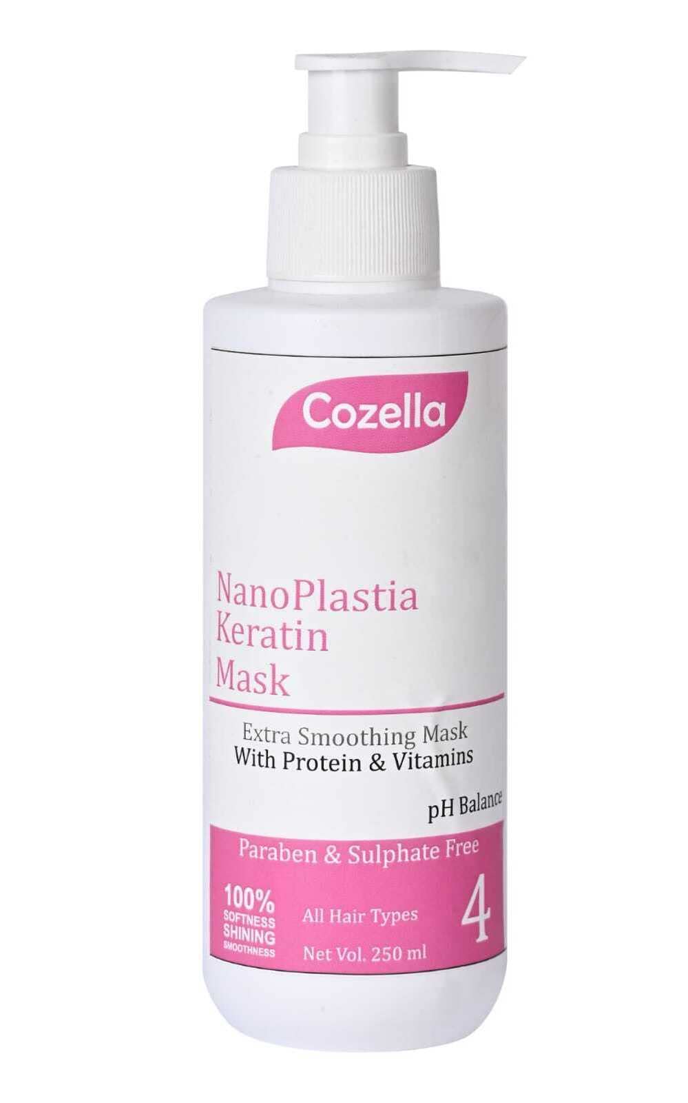 Cozella Nano Plastia Keratin Mask Extra Smoothing Mask with Protein & Vitamins |Sulfate and Paraben Free| All Hair Types | 250ML
