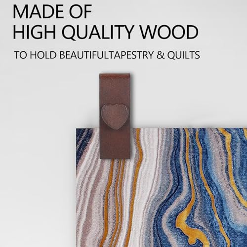 Image of 4 Quilt Hanger for Wall for Display - Tapestry Hangers for Walls, Wooden Rug Hangers for Wall Hangings, Decorate with Your Blanket and Tapestry Hanger, Quilt Rack Clamps for Mount (Brown)