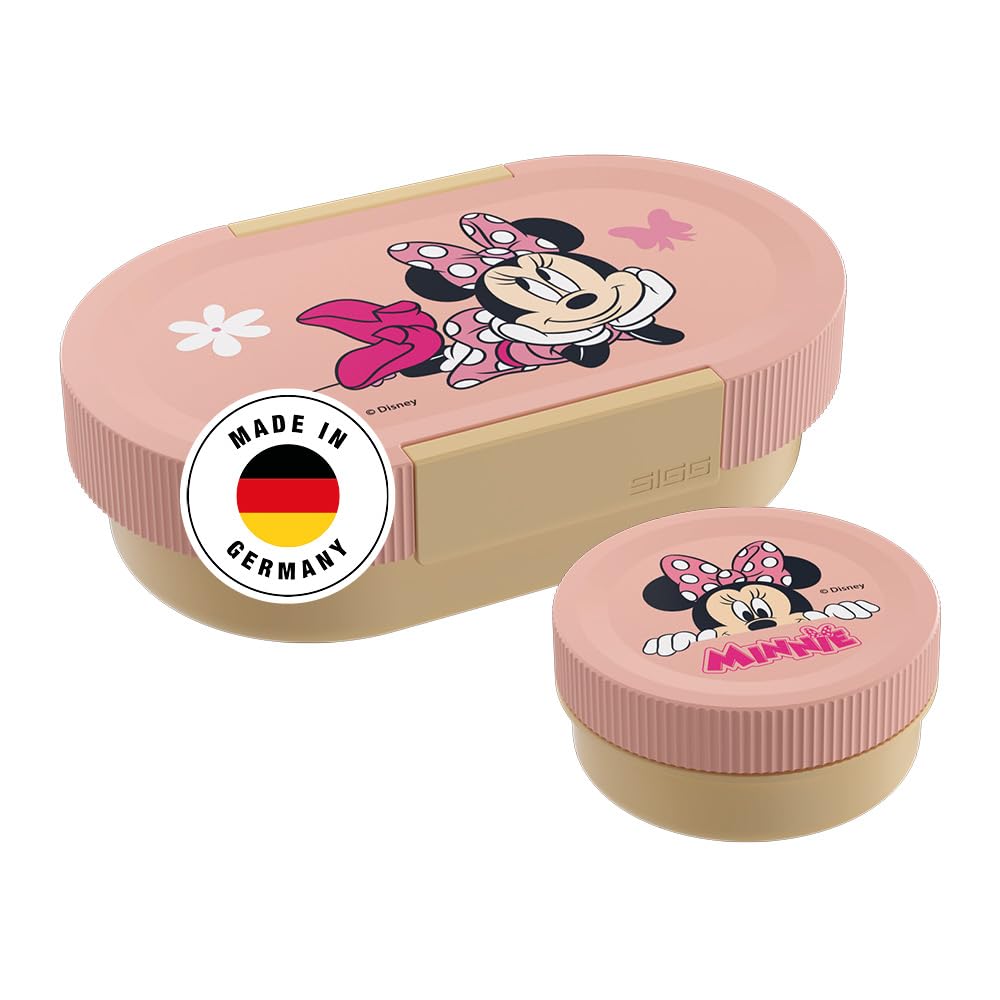Sigg - LUMO Kids Lunch Box Disney Minnie Junior Plus - Inner Tray & Leakproof Snack Box - Microwave & Dishwasher Safe - BPA-Free - Lightweight - for School & Leisure - Light Pink & Yellow - 800ML