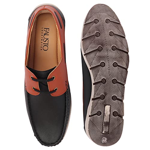 Image of FAUSTO Men's Side Lace Stitched Lace Up Boat Shoes