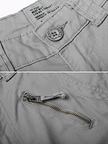 OCHENTA Men's Military Cargo Pants with 8 Pockets, Relax fit Casual Work Combat Outdoor Slacks Light Grey 382