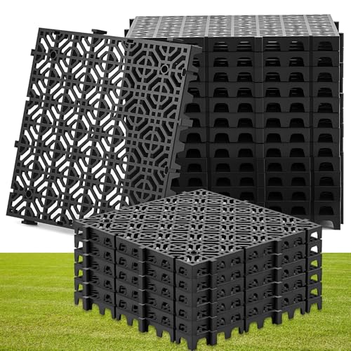 Image of 20 Pcs Ground Protection Mats, Interlocking Black 15.7 x 15.7 in