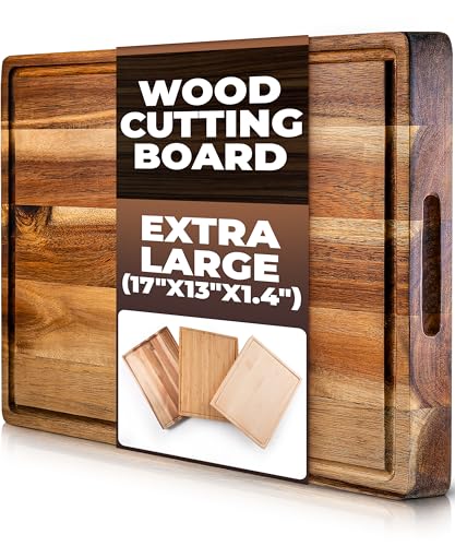 Tabla de cortar rectangular de madera acacia 43x33x3.5 cm miniatura 1