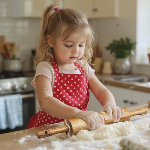 image for KARRYOUNG Acacia Wood Rolling Pin for Baking, Kitchen Dough Roller Wit