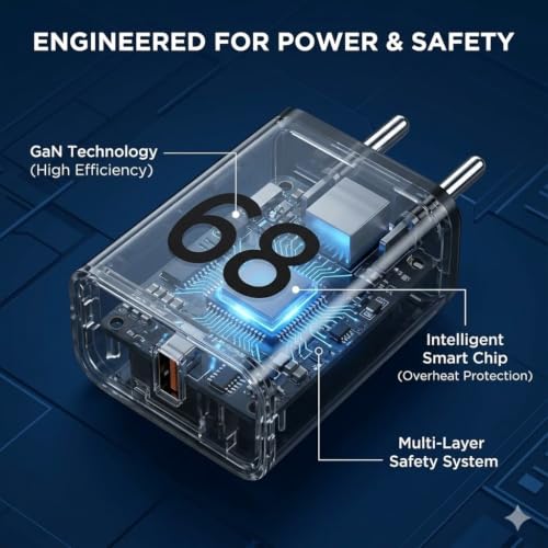 Image of Scalebee 68W USB-C Turbo Power Charger, Super Fast Wall Adapter Compatible with Moto Edge 30 /40 /50 Series, Moto G82 /G84 /G45 and USB-C Smartphones & Tablets, High-Speed Safe Charging (only Adapter)